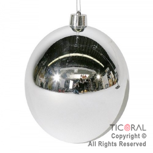 BOLA DE NAVIDAD 15 CM METALIZADO PLATA x 1